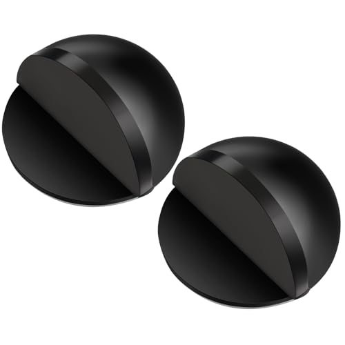 Hotop Selbstklebender Boden Türstopper Ovaler Türstopper aus Edelstahl Bodenmontierter Halbmond Form Wandschutz Polierter Türpuffer mit Kleber für Hartboden Glastür(Schwarz 2 Stk)
