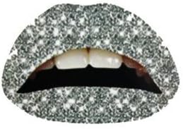 Lips Sticker Temporary Lip Tattoo- Silver Glitter