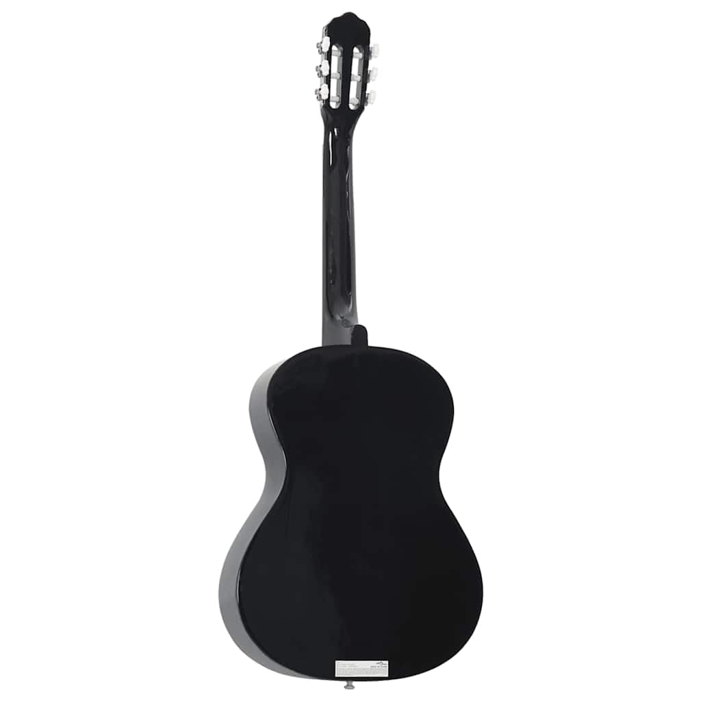 12-teiliges Klassikgitarren Set für Anfänger 4/4 39 Zoll schwarz Lindenholz Konzertgitarre mit Tasche Gurt Plektrum Kapodaster Stimmgerät Saitenständer zum Üben