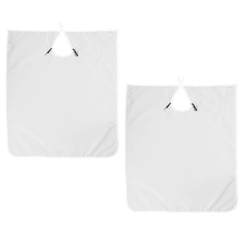 2/Pk Dental Patient Barrier Apron White Poliester Apro with Holder Clips for Bibs Ankle Length 27" W x 30" L