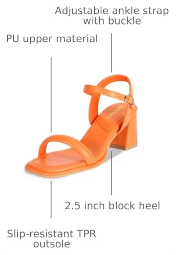 Image of Women's Chunky Block Heeled Sandals Open Toe Strappy Heel | 2.56 Inches Open Toe Ankle Strap Block High Heel Sandal Dress Dancing Sandals Daily Work Party Shoes