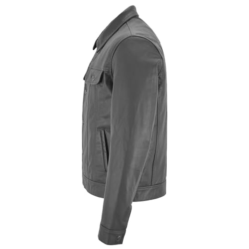 Mens Trucker Leather Jacket Vintage Genuine Lambskin Leather Jacket Men Shirt Style Man Leather Jacket 5