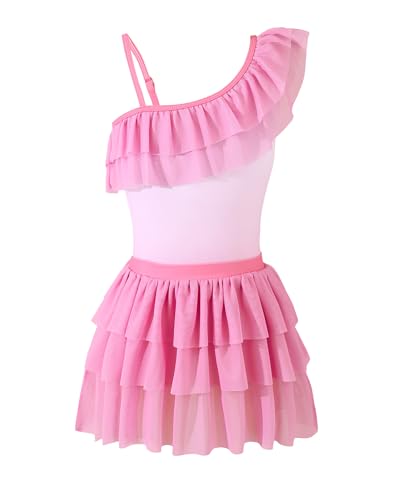 Image of Mikrdoo Girls One Piece Swimsuit with Skirt One Shoulder Ruffle Bathing Suit Beach Outfits