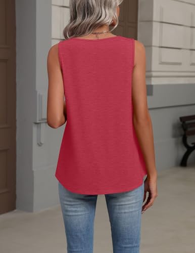 Image of Zeagoo Womens Tank Tops Summer Sleeveless Loose Fit Tops V Neck Pleated Shirts Basic Tees Dressy Casual Trendy Clothes