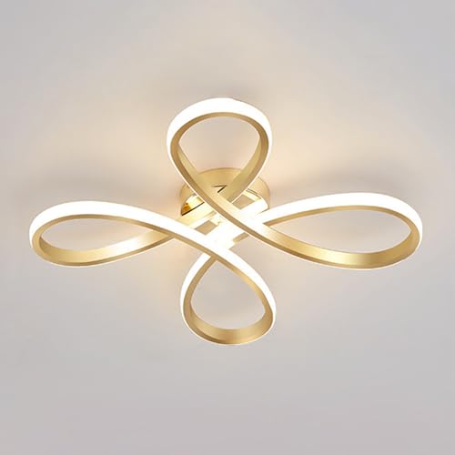 HXYSXHJUO Lámpara de Techo LED, araña Dorada, Moderna, semiempotrada, con Forma de Flor, Lineal, para Dormitorio, Sala de Estar, recibidor, 3000K