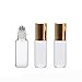Clear glass 5ml 10 Packs Essential Oil Roller Bottles Empty Perfume Fragrance Cosmetic Liquid Lotion Sample Roller ball Bottles Container Cream Lip Balm Roll on Glass Bottles (gold cap)