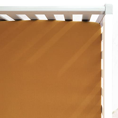 Image of GRSSDER Soft Muslin Crib Sheet 1 Pack, 100% Cotton Crib Sheets for Boys and Girls, Fit Standard Crib Mattresses 52" x 28" Safe and Snug, Fall Yellow