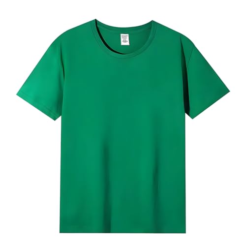 Genérico Camiseta Lisas Marga Corta Cuello Redondo Hombre y Mujer, Muy Suave y Transpirable Bàsico y Cómodo Estilo Casual Uso para Diario Verde XXL
