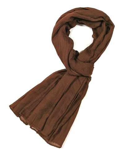 Shanlin Unisex Cotton Scarves for Men and Women, Solid-brown
