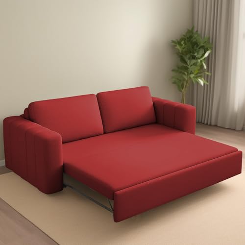 Image of Cisco 3 Seater Sofa Cum Bed for Home & Living Room (Maroon) | Premium Fabric Modern Sofa | Space-Saving Convertible Sofa Bed | Furniture for Home, Office, Living Room & Bedroom