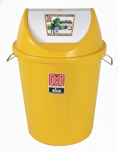 Image of Milan Plastic Swing Lid Garbage Dustbin 80 Litre Yellow