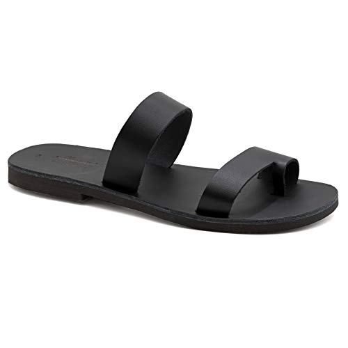 Emmanuela Greek Handmade Leather Sandals, Quality Slide on Sandals, Summer Shoes for Men, Ring Toe Sandals, Slider Sandals for men
