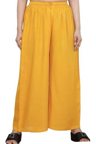 Image of KASANI Women's Solid Rayon Palazzo Pants Regular Palazo