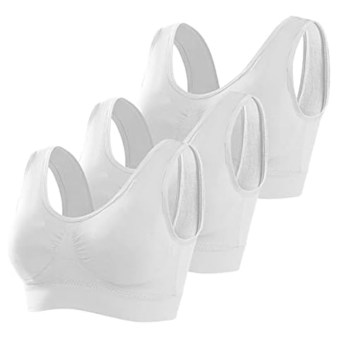 Manxing Women's 3 Pack Seamless Sports Comfort Everyday Wireless Removable Pads Bra, White*3, 3XL Cover