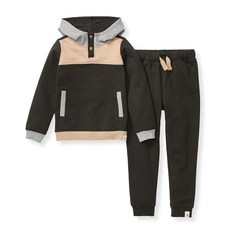 Image of Burt's Bees Baby Baby Boys' Hoodie and Pant Set, Top & Bottom Outfit Bundle, 100% Organic Cotton