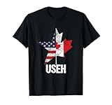 Half Canadian American USEH Canada USA Flag United States T-Shirt