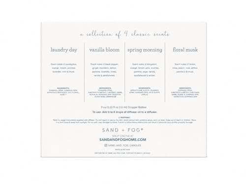 Image of Sand + Fog Diffuser Oils Gift Set, 4 Pack, 0.33 fl oz Each (Laundry Day, Vanilla, Spring Morning, Floral)