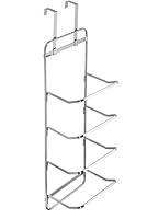 Croydex Modern Towel Rack, Back of Door Storage with Stabilising Self-Adhesive Pad, Bathroom Towel Holder, Additional Bathroom Towel Storage, Fits Four Towels, 71x20x14cm, 5-Year Rust-Free Guarantee