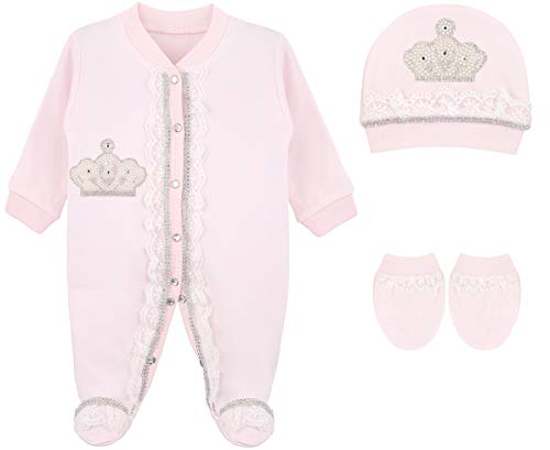 Image of Lilax Baby Girl Jewels Crown Layette 3 Piece Gift Set