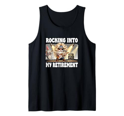 Rocking Into My Retirement Gnome Retired Rocker Biker Dad Camiseta sin Mangas