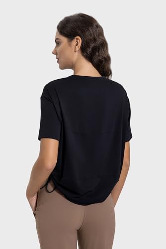 altiland Drawstring Side Ruched Workout T Shirt for Woman, Quick Dry Athletic Tee Yoga Exercise Running Tops Loose Fit2