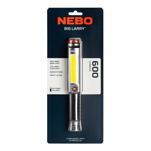 NEBO Big Larry 3 Work Light, 600 Lumen Flashlight with COB Work Light, Pocket Clip Magnetic Base for Hands-Free Lighting - Image 2