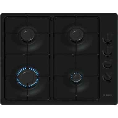 Bosch PBP6B6K80, Serie 2, Placa de gas, 4 fuegos, 60 cm, Esmalte negro