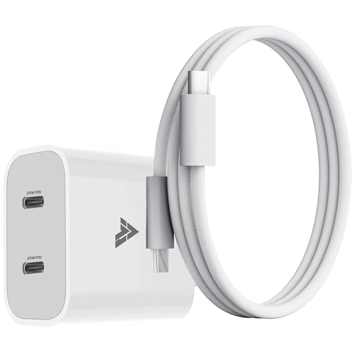 Image of DR VAKU 25W PD Dual Port Charger, Type C Adaptor with Braided Cable, Compatible with iPhone 17 Series and Android Devices