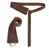 Heather's, Formal Belt for Women with Ring, No-Buckle Belt, Waist Strap, Belly Accessory, Full Grain Leather, Handmade (Bourbon Brown)