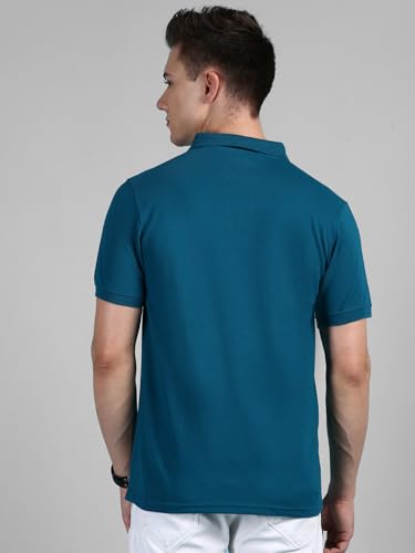 Image of Lux Cozi Men Cotton Regular Fit Polo Neck Half Sleeve Solid Casual T-Shirt with Chest Pocket | Pack of 2 |