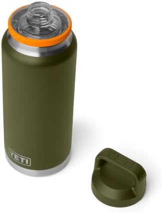 YETI Rambler 36 oz Bottle, Leakproof, Vacuum Insulated, Stainless Steel with Chug Cap, Olive/King Crab Orange - 2