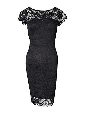 Odcocd Women's Lace Dress (7048_Black, L) #TOP1