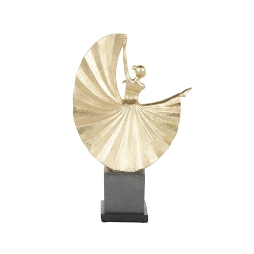 Escultura decorativa bailarina de polystone dorada 11x4x17 in miniatura 6