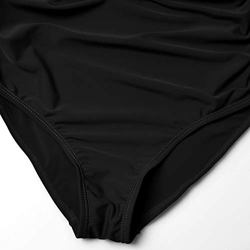 Ginkana Maternity Swimsuit One Piece Front Tie Pregnancy Swimwear V Neck Bathing Suit,Black,L #TOP4