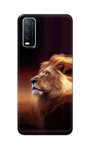 Image of Plastic Printfidaa Printed Hard Back Cover Case For Vivo Y20 | Y20 2021 | Y20I | Y20S | Y20G | Y20Sg | Y20T | Y12S | Y12G Back Cover (Danger Lion) -112, Brown
