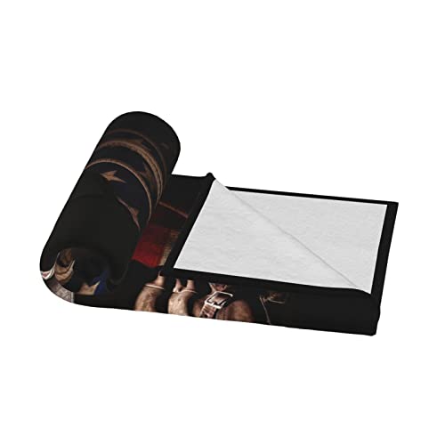 Doinbee Cowboy Boots Blanket Western Cowboy Hat Rope On American Flag Brown Throw Blankets For Men Boys Fluffy Fleece Flannel Soft Cozy Sofa Chair Bed Blanket Decor Picnic Mats Travel Quilts 60"X50" #TOP3