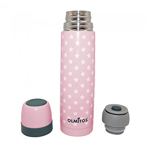 Olmitos 0114 Termo de Acero Inoxidable para Liquidos, 500 ml, Rosa (Pink with Stars)