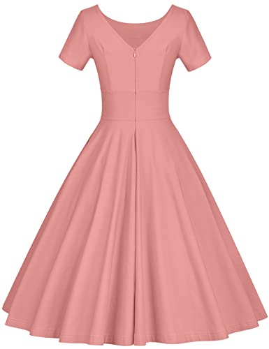 Image of GownTown Women's 1950s Vintage Dresses Short Sleeves Cocktail Stretchy Party Dresses with Pocket