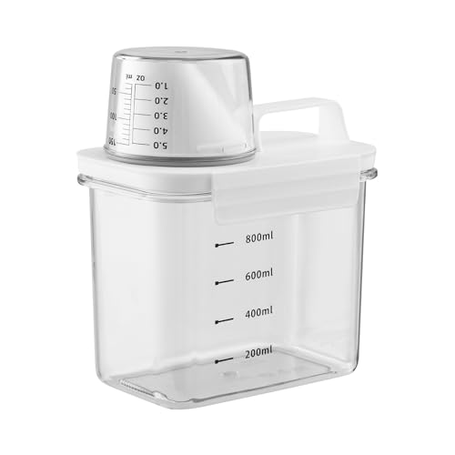 HAOYULUO 1100ML Luftdichter Waschmittelspender mit Messbeche,Waschmittel Aufbewahrung mit Messbecher, Multifunktionale Waschmittelbox,Geeignet zur Aufbewahrung von Waschmittel (1100ML)