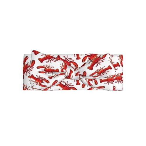 Red Lobster Print Baby Girl Bows Headbands Baby Girls Newborn Headbands Infant Toddlers 0-6 Months