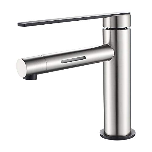 GRIFEMA Dover, Mitigeur de Salle de Bain Led, Robinet de Lavabo avec 2 Couleurs Changeantes, Nickel Brossé