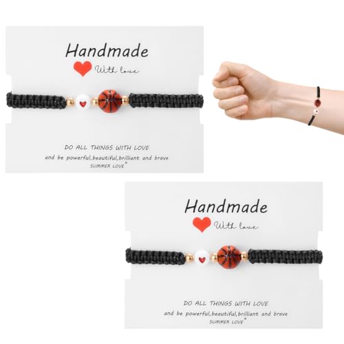 JRYXDS 2 unidades pulseira de basquetebol pulseiras inspiradoras de equipa pulseira ajustável basquetebol pulseira amizade crianças presentes meninos meninas para adolescentes adultos