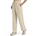 Shusuen Pants for Women Casual Loose Stretchy Work Pants Jogging Baggy Elastic Summer Solid Outfit Ankle-Length with Pockets（2-Beige,X-Large）