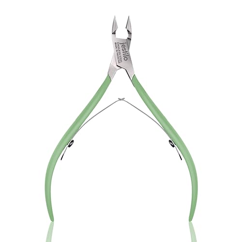Professional Cuticle Nippers Stainless Steel Cuticle Cutters and Remover -Best Nipper Scissors, Nail Care Tool for Manicure and Pedicure (Green)