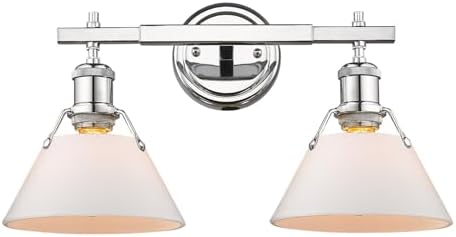 Golden Lighting 3306-BA2 CH-OP Orwell Bath Vanity, Chrome with Chrome Shade- Vanity Light, Vanity Lights, Bathroom Light Fixtures, Bathroom Light Fixtures Over Mirror,