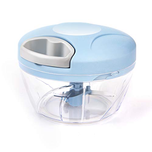 Yeaky Mini Food Chopper Pull Food Veggie Chopper Onion Chopper Manual Food Processor with Stainless Steel Blades for Vegetable Nuts Garlic Salad Puree and Pestos blue