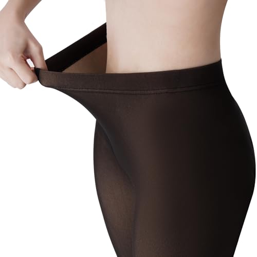 Image of Fleece Lined Tights Winter Fake Translucent Thermal Tights Warm Pantyhose Leggings Sheer Thick Stockings for Women