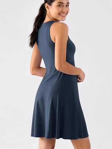 Image of ODODOS Casual Flare Tank Dress for Women Summer Sleeveless Sundress Mini Skater Dress