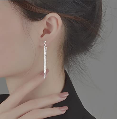 Reffeer Solid 925 Sterling Silver Tassel Chain Dangle Earrings for Women Teen Girls Minimalist Dangle Earrings Drops2