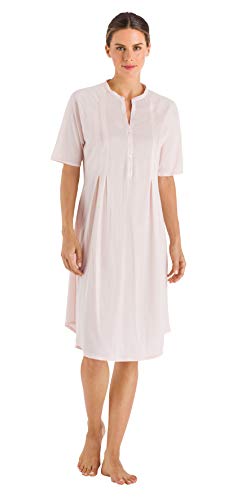 Hanro Women's Cotton Deluxe Short Sleeve Button Front Gown